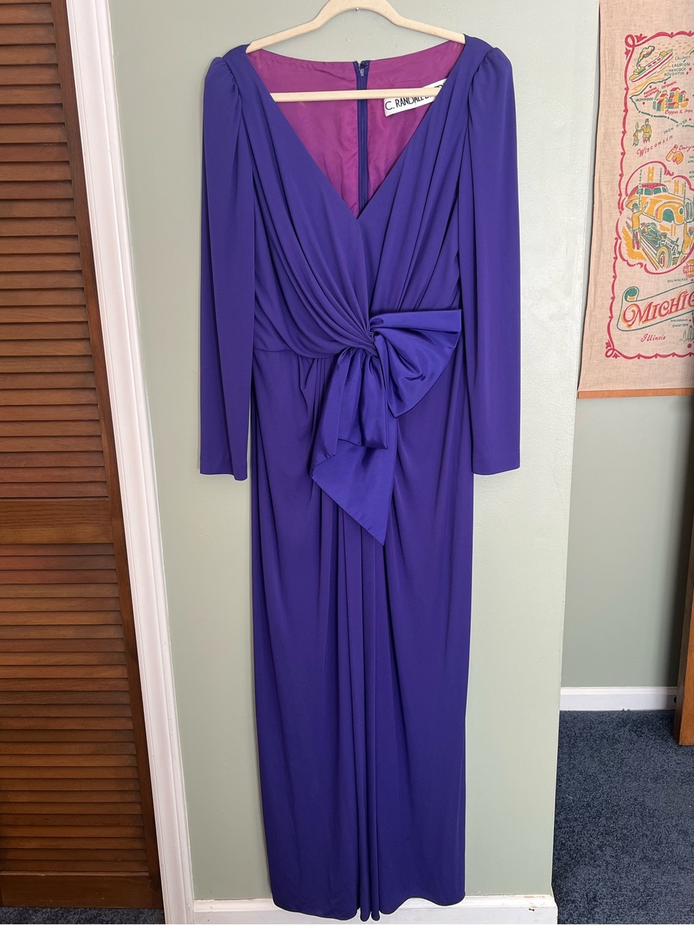 Vintage 1970s 1980s Long Elegant Purple Formal Dress Evening Gown
